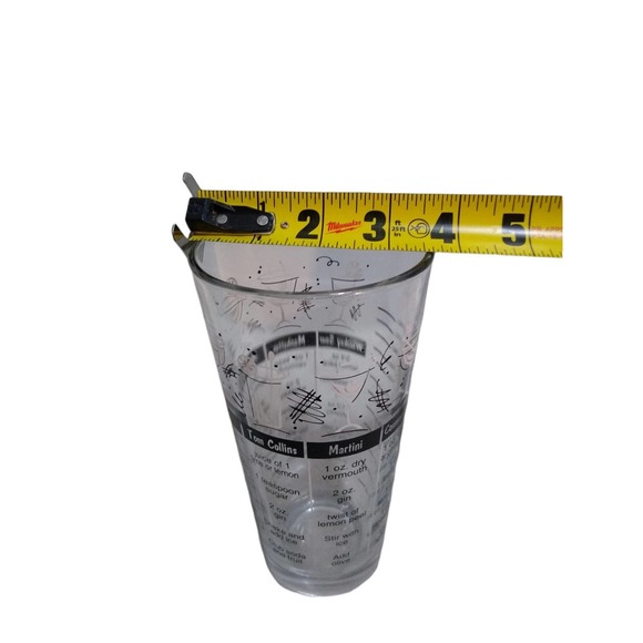 Vintage Cocktail Mixer Glass with Recipes - Martini Pitcher, Clear Black Cocktai - Picture 5 of 8